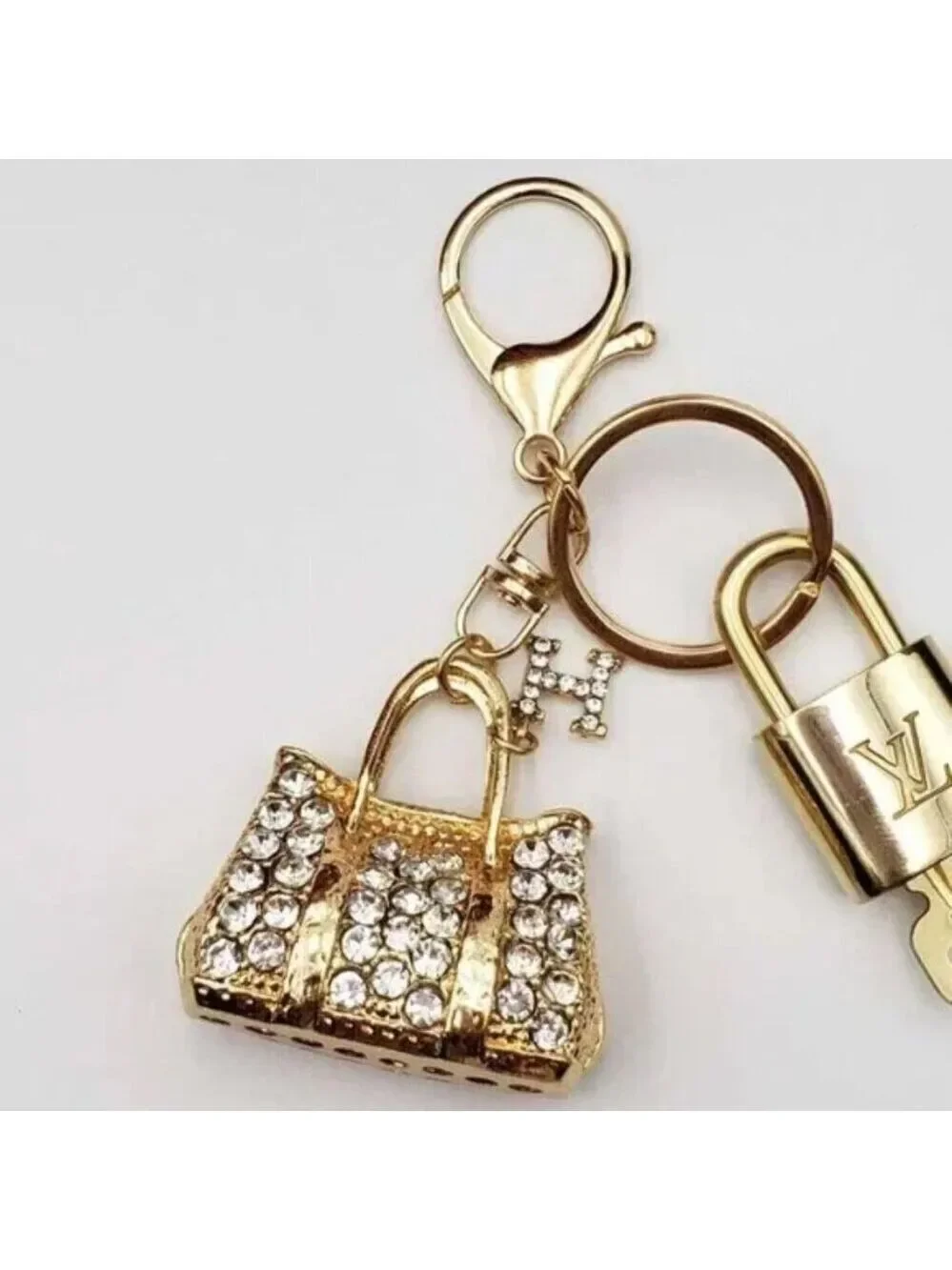Authentic Louis Vuitton Padlock & Key Gold ✨Unbranded Bag Charm Keychain